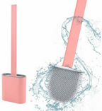 Silicone Toilet cleaner Brush non-Slip Long Handle with Toilet Brush Holder