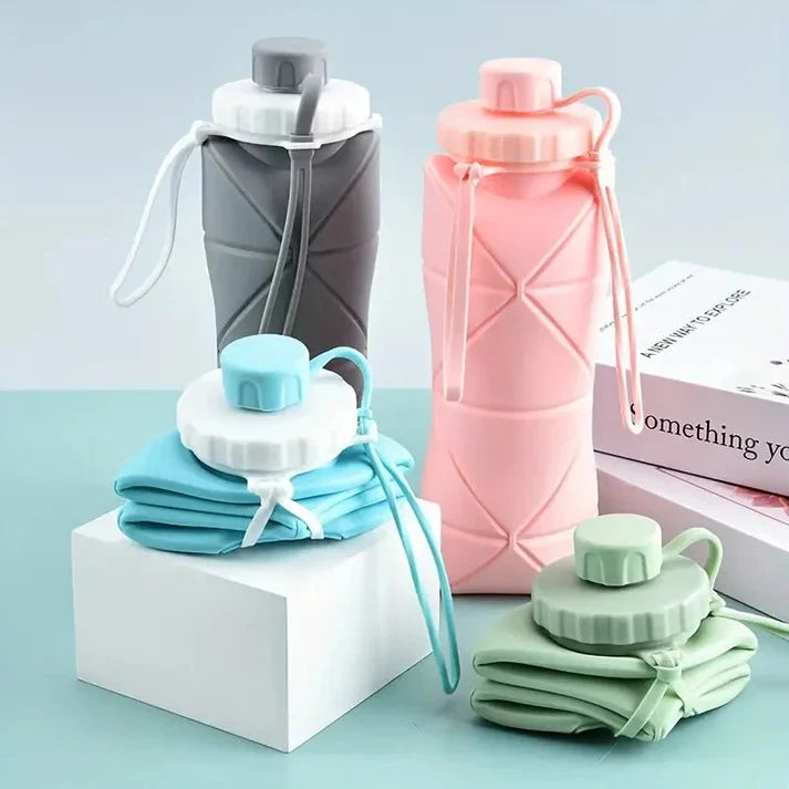 (Free Delivery) Foldable Silicone Water Bottle 600ML