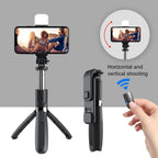 R1S Bluetooth Selfie Stick Tripod with Remote and Light