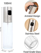 Olive Oil Sprayer, 100ml Stainless Steel Oil Vinegar Spray Bottle Dispenser Seasoning Kettle Kitchen Tool