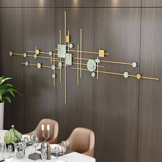 Mid-Century Diamond Grid Wall Decor – Brushed Gold