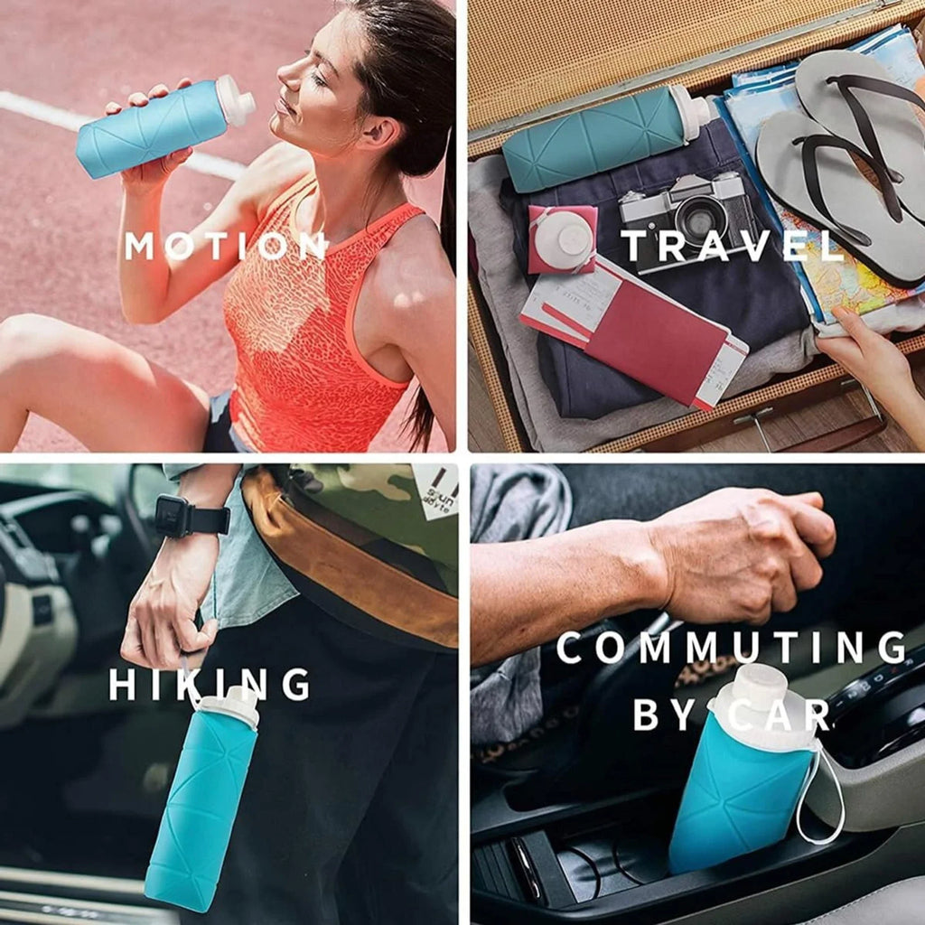 (Free Delivery) Foldable Silicone Water Bottle 600ML