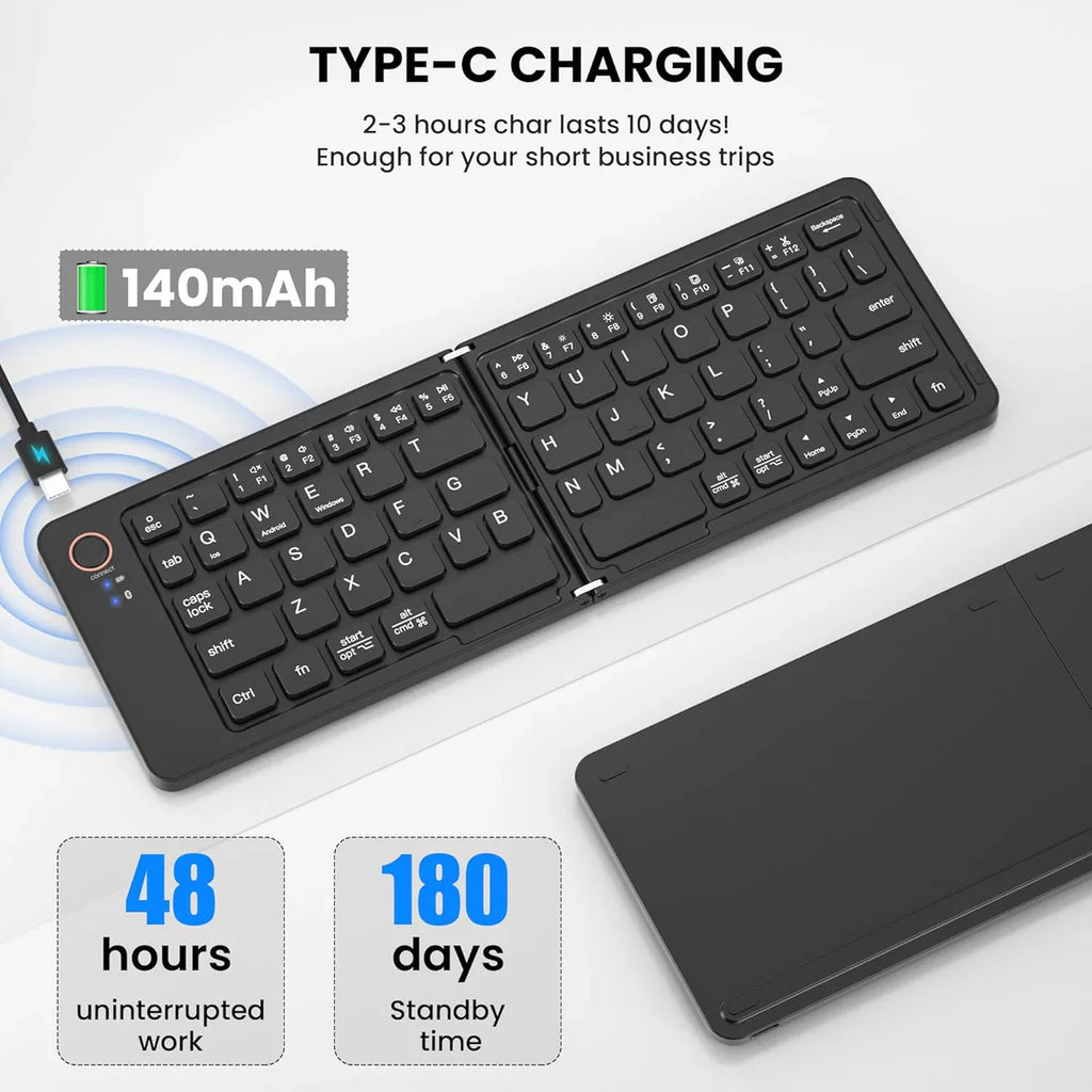 Ultra-Slim Portable Foldable Bluetooth Keyboard