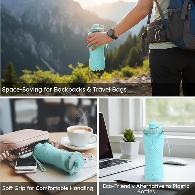 (Free Delivery) Foldable Silicone Water Bottle 600ML