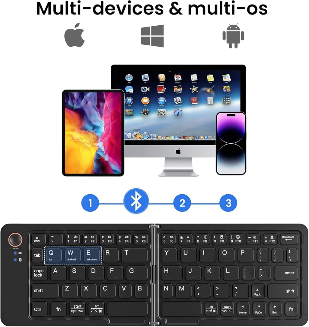 Ultra-Slim Portable Foldable Bluetooth Keyboard