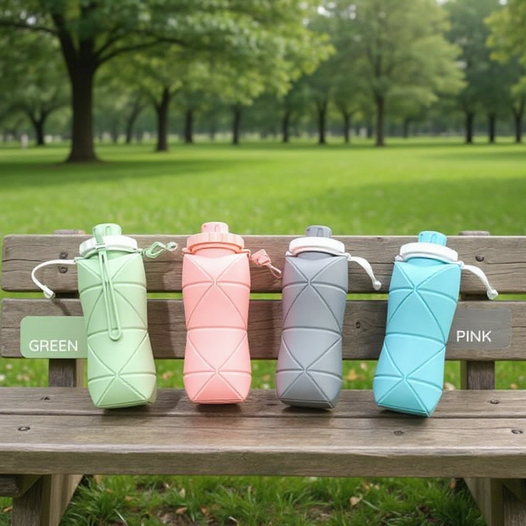 (Free Delivery) Foldable Silicone Water Bottle 600ML