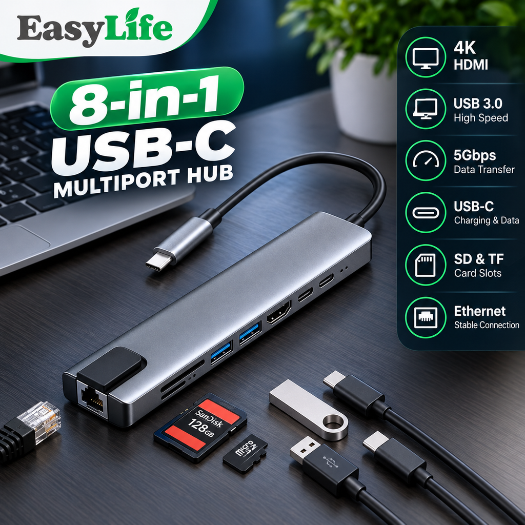 |FREE DELIVERY| 8-in-1 USB-C Multiport Hub Adapter 🔌