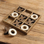 Rustic Wooden Tic-Tac-Toe Set