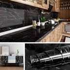(Pack of 5) Self Adhesive Black Marble Sheet for Kitchen / Waterproof Anti Oil & Heat Resistant Wallpaper Sheet (2 Feet x 6.5 feet)